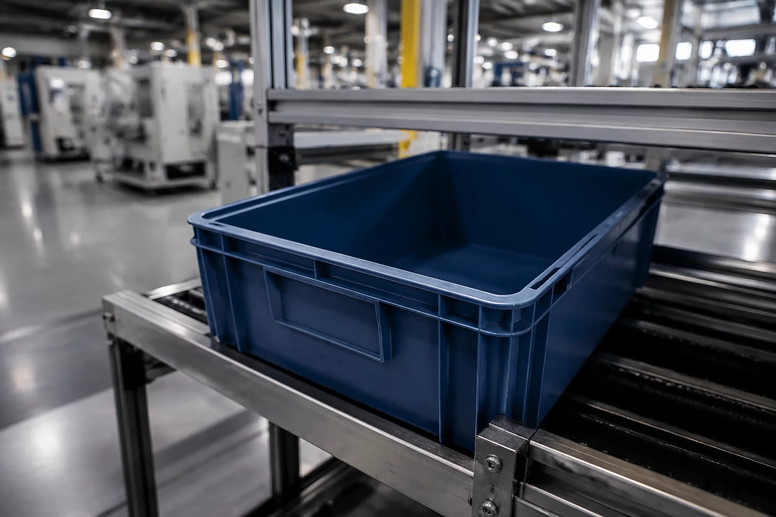 Empty storage bin illustrating manufacturing stockout impact